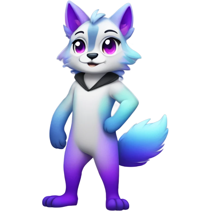 gradient-Sparkle-nebula-fursona anthropomorphic furry full body emoji