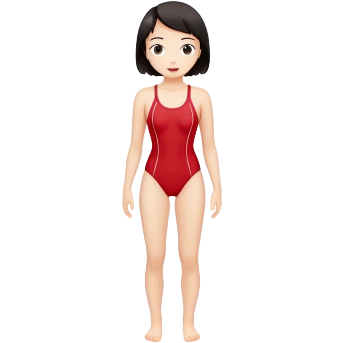 hot woman in red  swimming suit blond skin with dark short hair full body  emoji