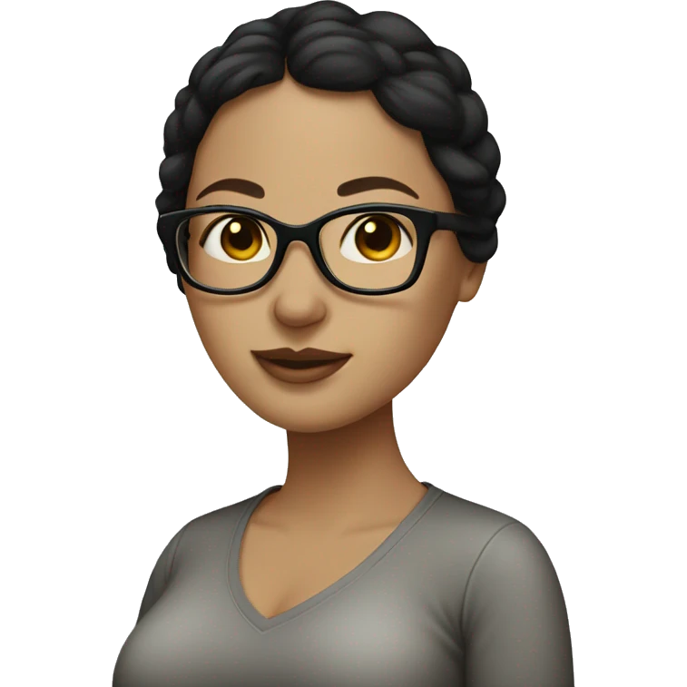 White pregnant woman with dark hair and glasses  emoji