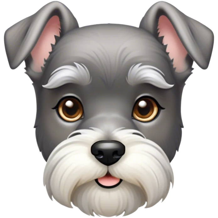Cinematic Noble Miniature Schnauzer Portrait Emoji, Standing with a proud and stately demeanor, showcasing a sharply defined, salt-and-pepper fur with distinguished eyebrows and a confident, alert expression, simplified yet exquisitely detailed, glowing with a refined, dignified radiance, high shine, exuding intelligence and classic noble charm, soft glowing outline, capturing the essence of a noble Miniature Schnauzer that commands attention with effortless style! emoji