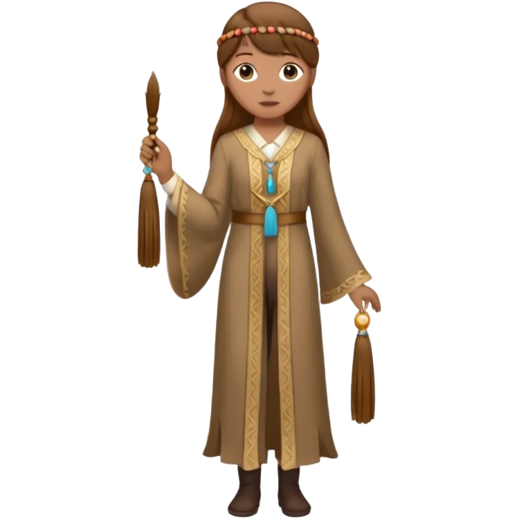 Norsk skogstroll med brunt hår og lang dusk-hale (full body) emoji