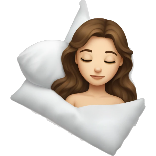 girl with brown hair sleep with white pillow  emoji