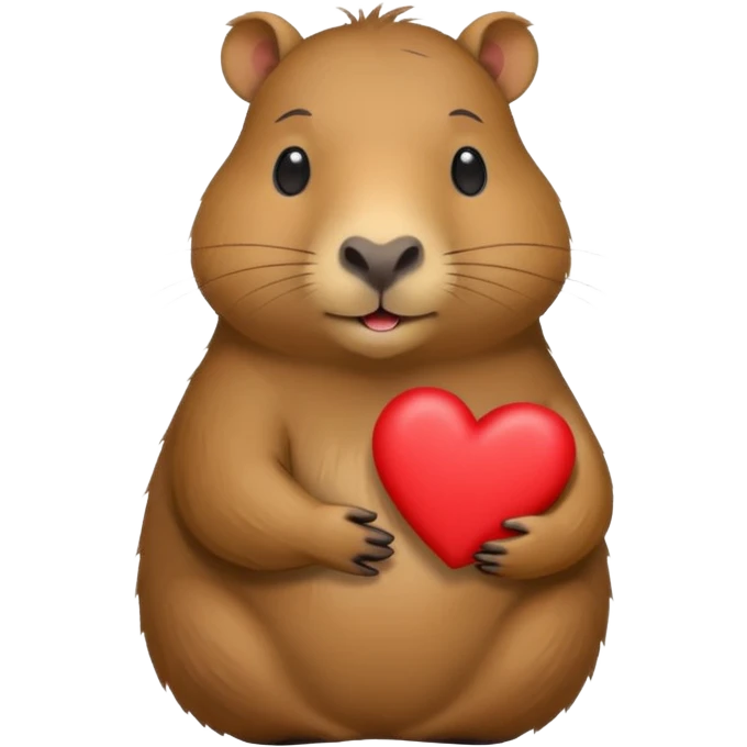 capybara holding a heart emoji