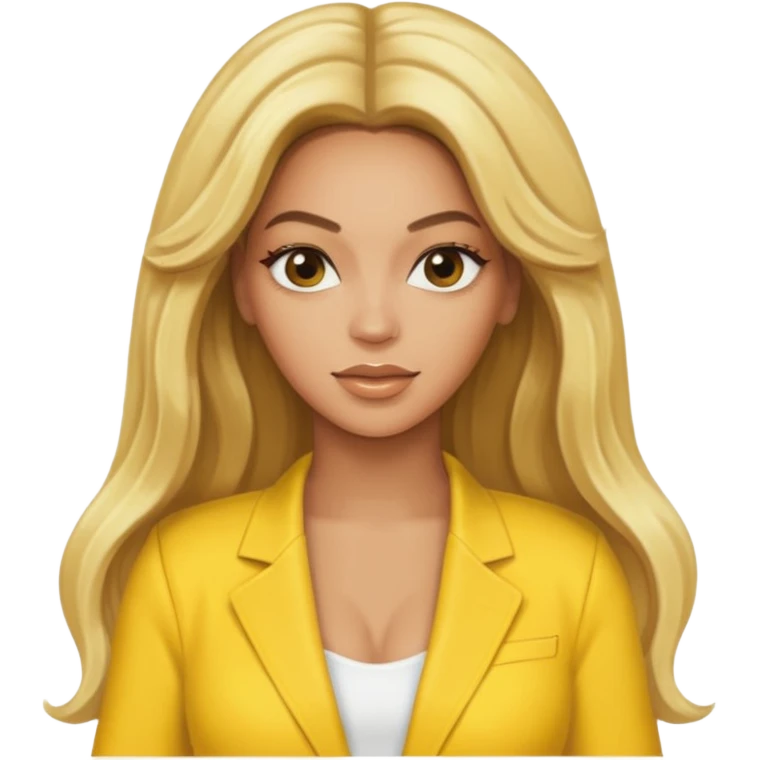 Beyonce, blonde long hair, yellow outfit emoji
