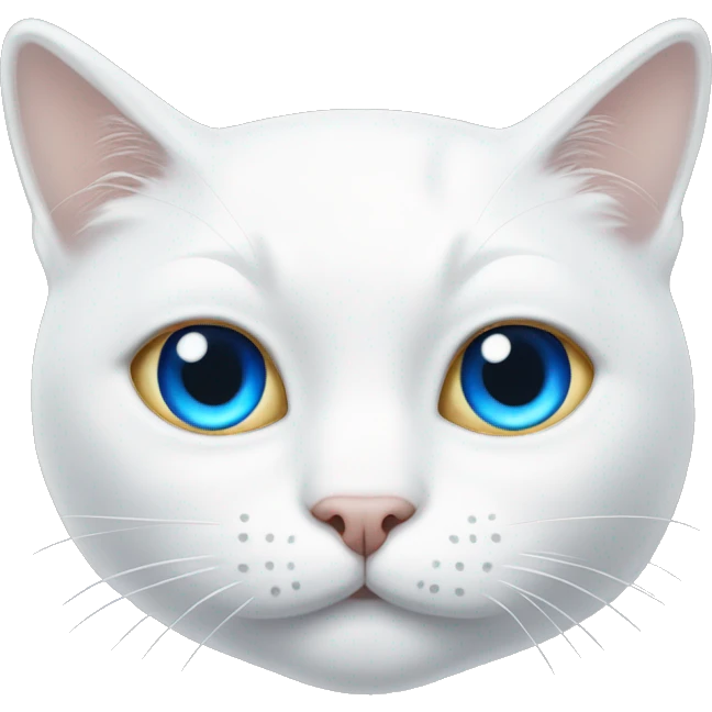 white cat with one blue eye and one gold eye emoji