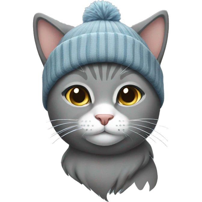Grey cat wearing a beanie emoji