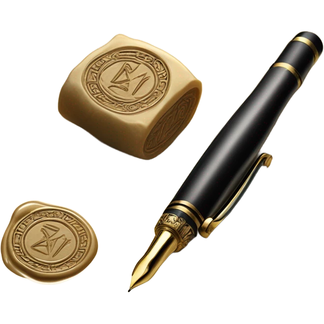 Fountain pen and wax seal stamp emoji