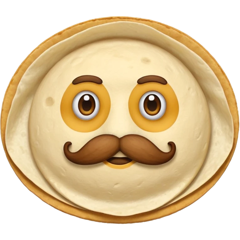 a fresh "Flying" flour tortilla football with a mustache emoji