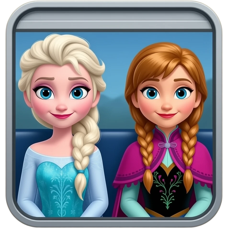 elsa and anna arendelle, from disney frozen, have riding into indian railways interior sealdah to kanpur express train emoji