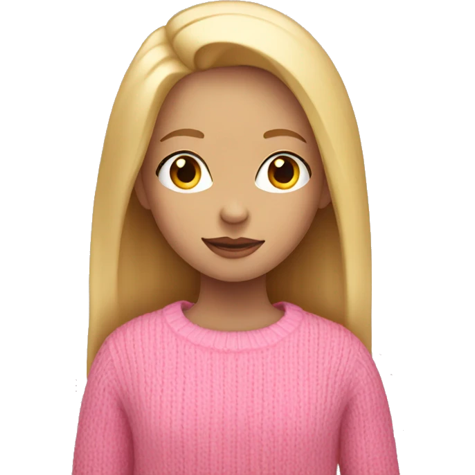 Girl with blonde hair straight down with a pink jumper on  emoji