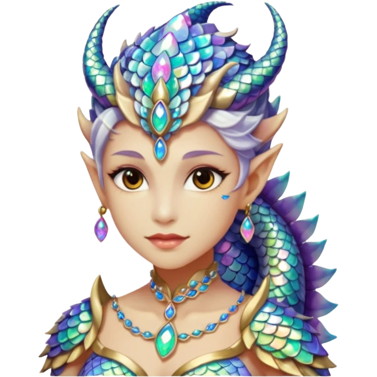 Am amazing blend of a half dragon woman with glittering jeweled scales emoji