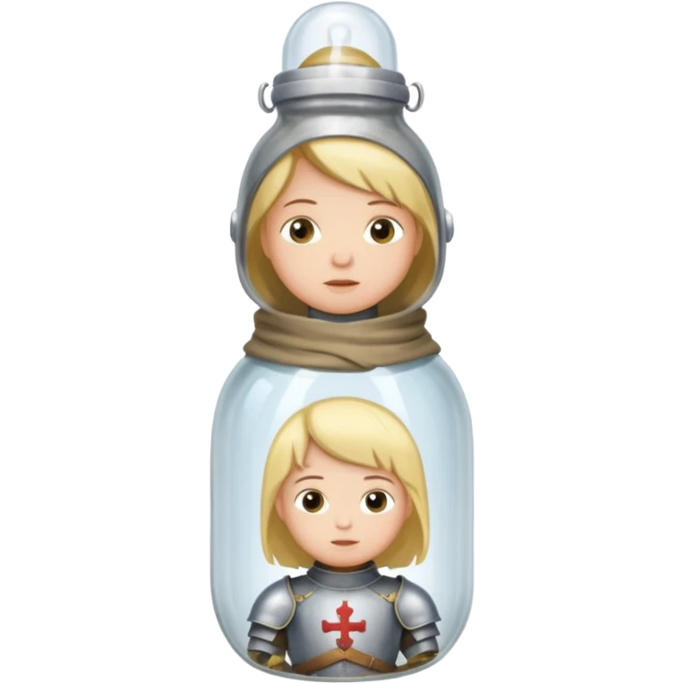 Jeanne d’arc en armure médiévale en enfermée dans un biberon  emoji