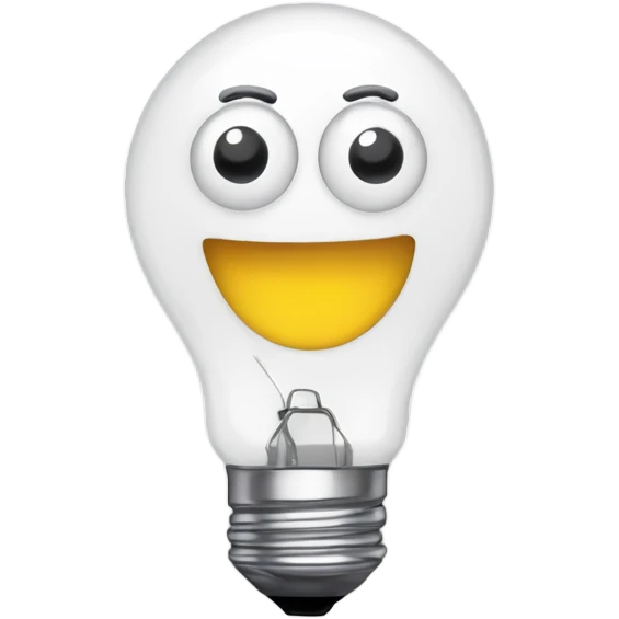 Lightbulb with a open smile with googly eyes emoji