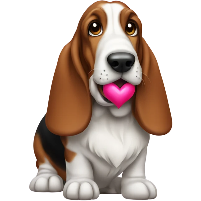 Basset Hound with heart emoji