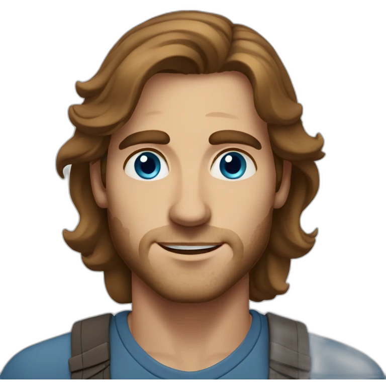German-Italian American Man with Blue Eyes, Long Brown Hair, and Freckles emoji