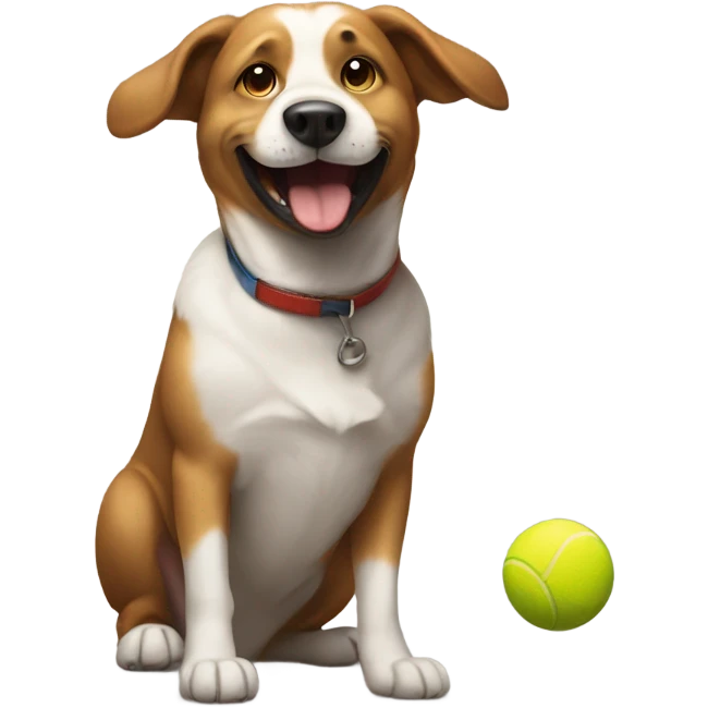 Smiling dog catching a ball in the air emoji