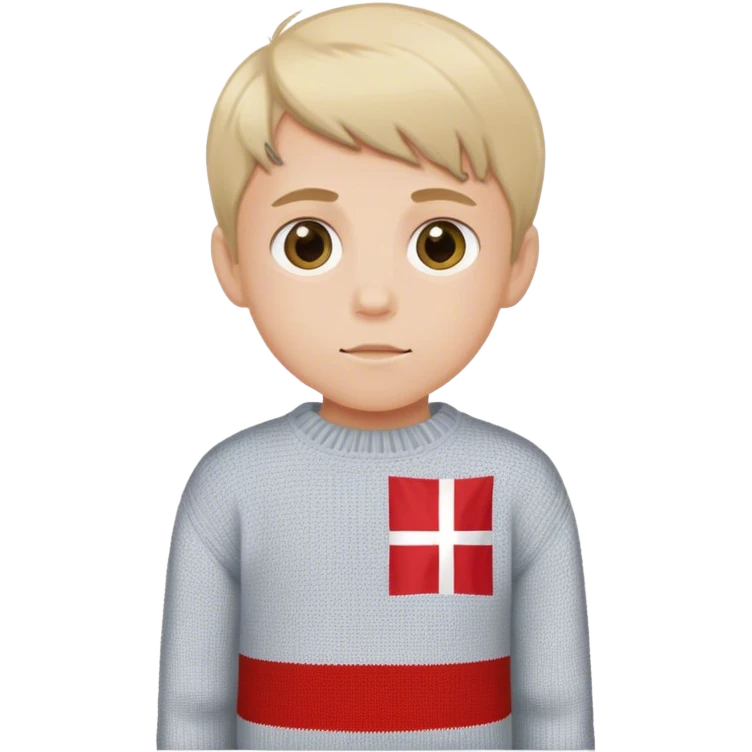 photorealistic boy in the sweater with danish flag emoji