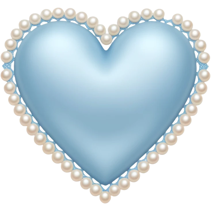 pastel blue heart with pearl and lace emoji