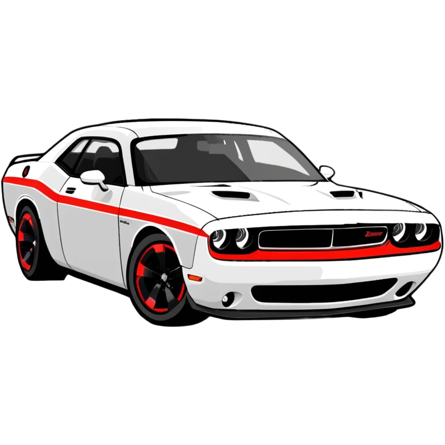 black Dodge Challenger with red front lights emoji