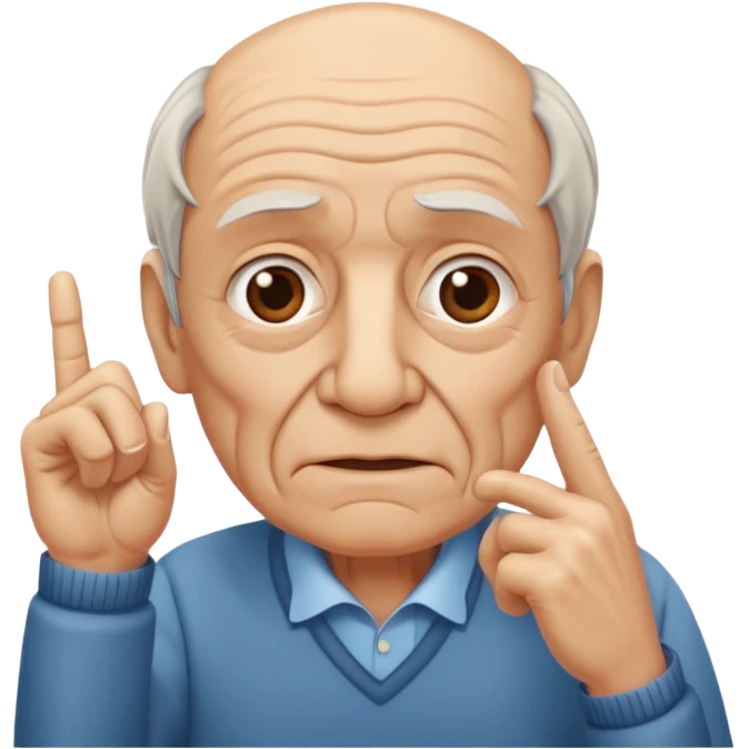 дедушка показывает указательными пальцем на висок  emoji