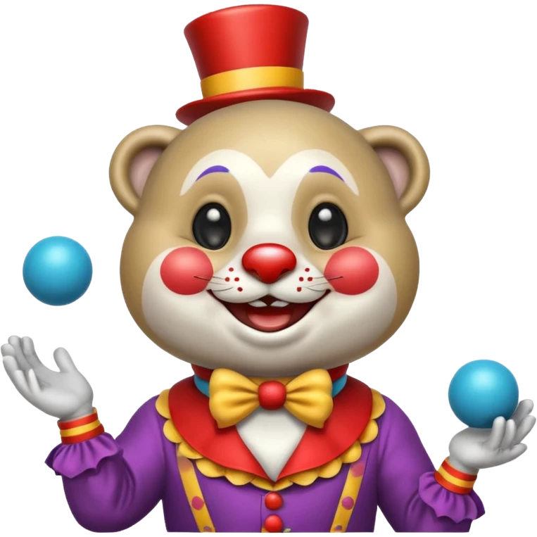a Circus clown cute seal juggling two metal ball emoji