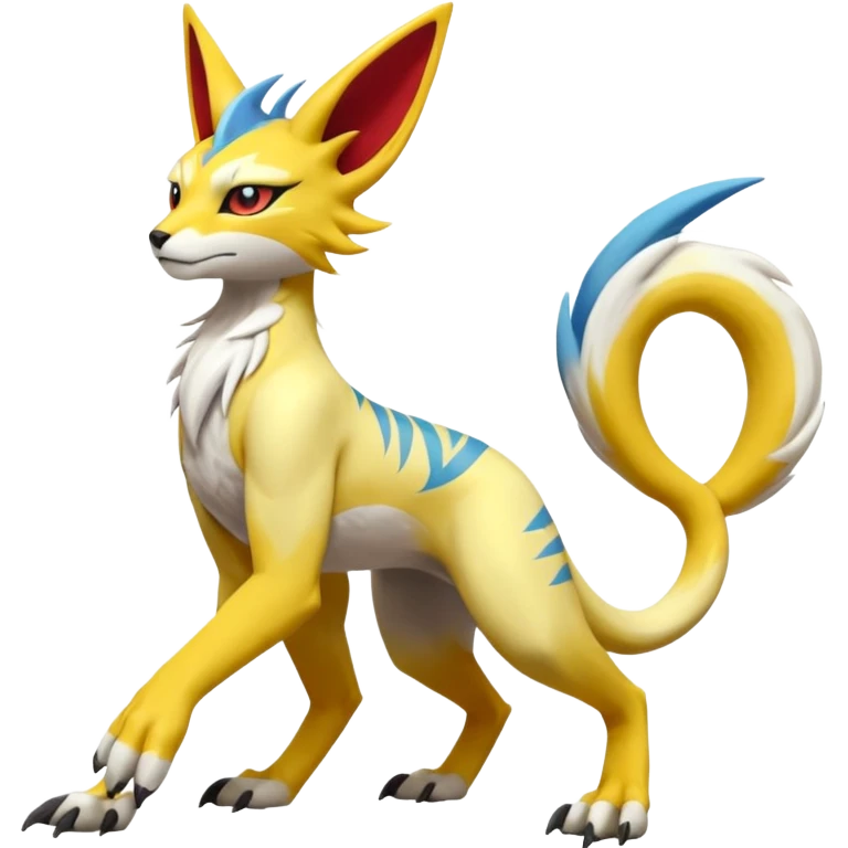 Latias-Vernid-Lombax-Koraidon-Renamon-Zeraora-Bastet-Fakémon-hybrid-fusion-creature, full body emoji