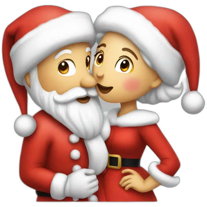 santa and mrs claus kissing emoji