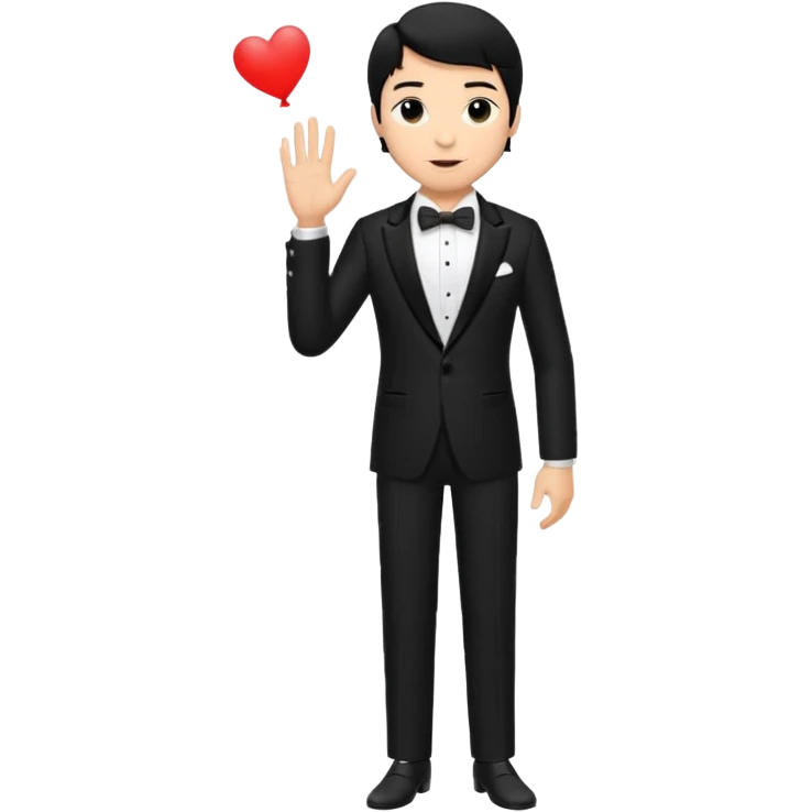 Chico moreno, pelo negro, smoking cuerpo entero emoji