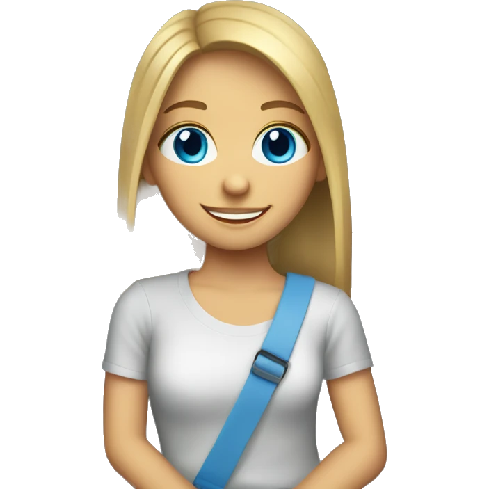 smiling girl in car interior blue eyes  emoji