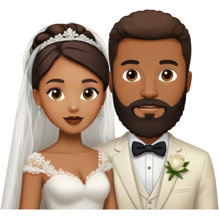 Black bride and her lightskin husband with beard  emoji