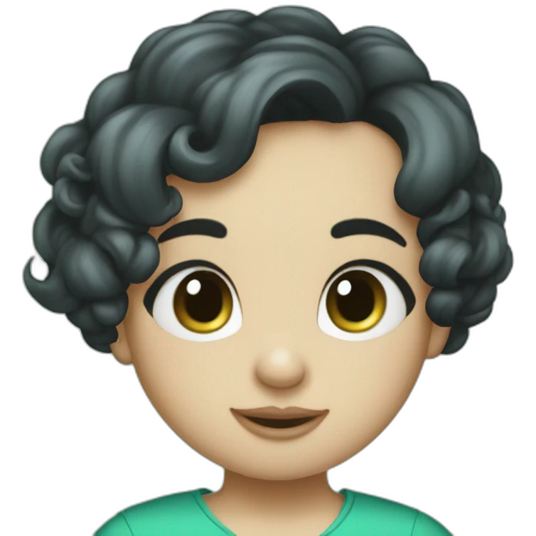jerry mouse portrait with blue green dress and black babycutting haircut emoji