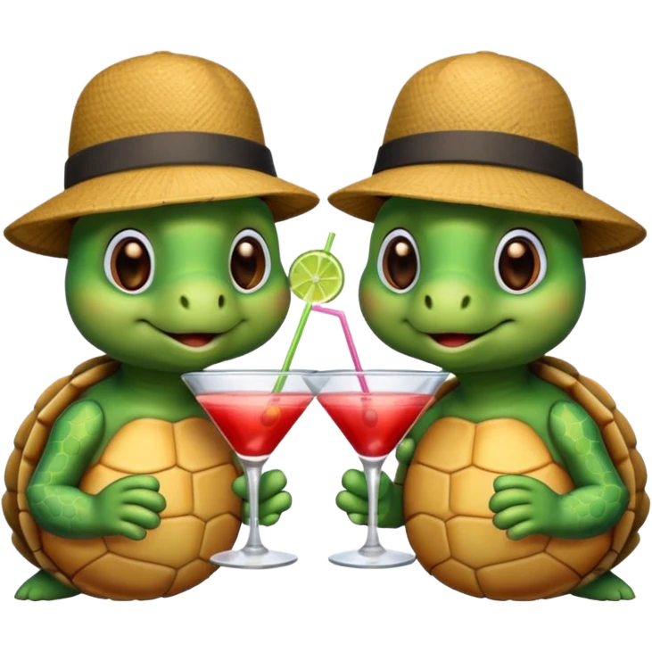 Two turtles sipping drinks next to each other emoji