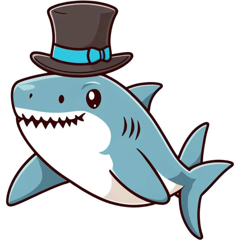Shark with a top hat emoji