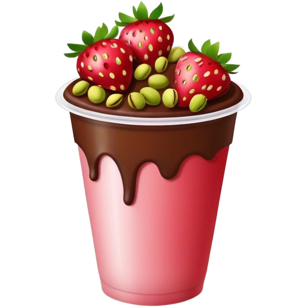 Chocolate covered strawberries with pistachio in a plastic cup emoji