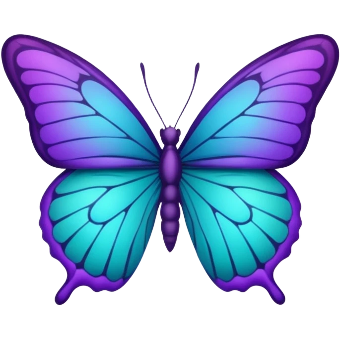 Ombre Turquoise purple butterfly dark purple outlines  emoji