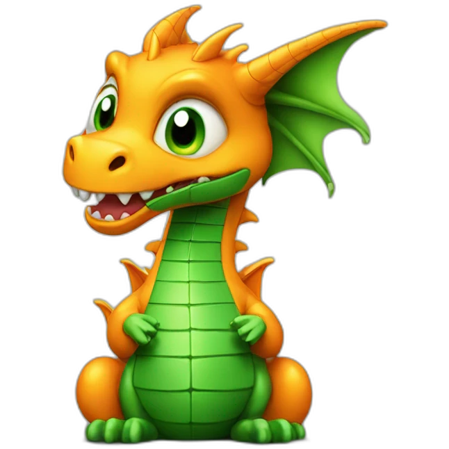Orange dragon Green eyes playing chess emoji