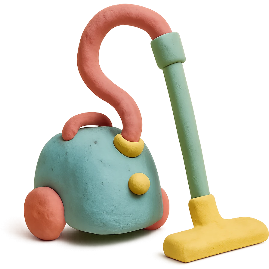 vacuum cleaner in claymation style with pastel colors and visible fingerprints emoji