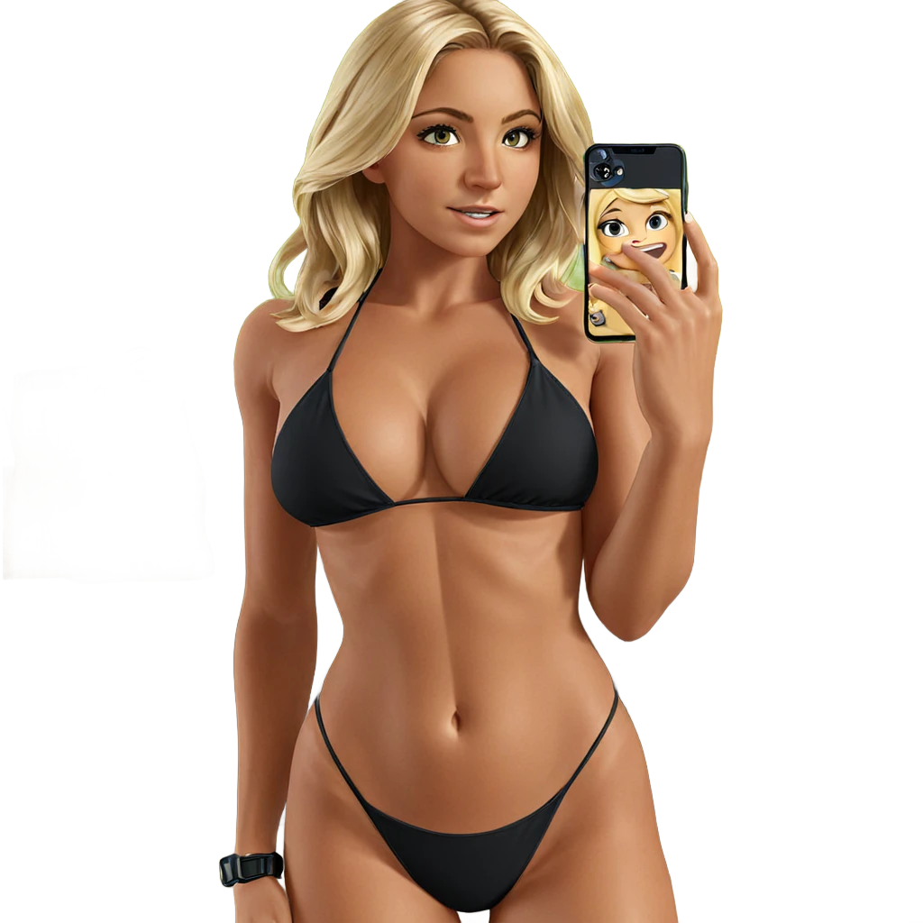 blonde girl in black bikini emoji