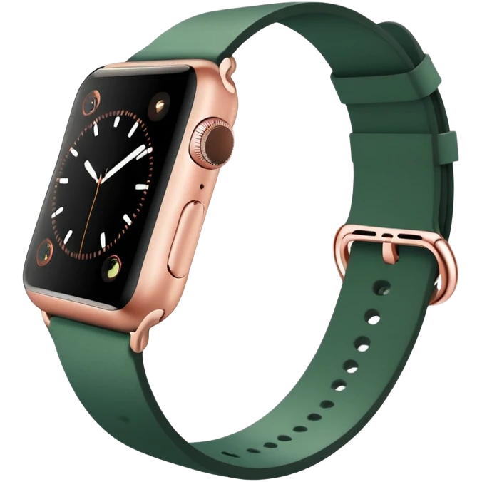 rose gold apple watch with forest green band emoji