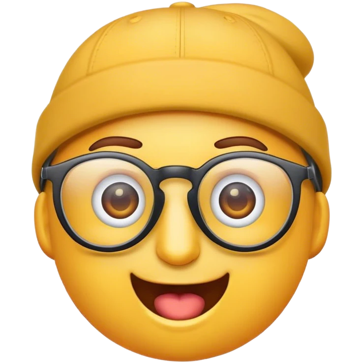 Ein standart lachender Emoji mit brille und einer cap auf dem kopf  emoji