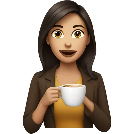 brunette woman drinking coffee emoji