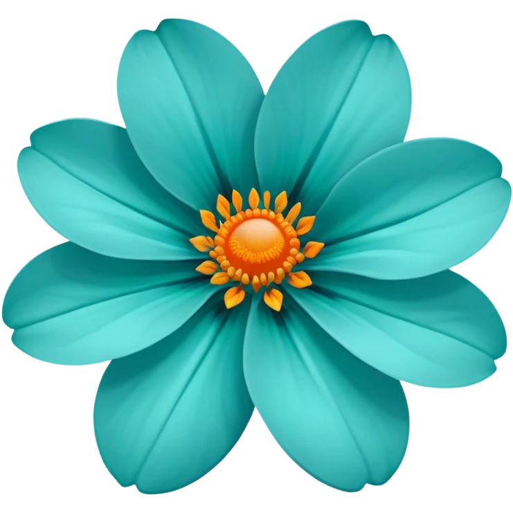 beautiful flower with teal petals and orange center emoji