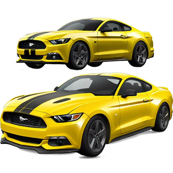 Create me an emoji of a 2015 Mustang GT, yellow with tinted windows and windshield. black wheels. No stripes emoji