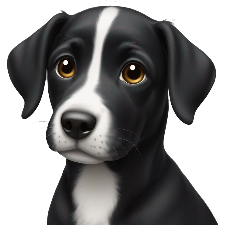 Black puppy with white stripe up nose emoji