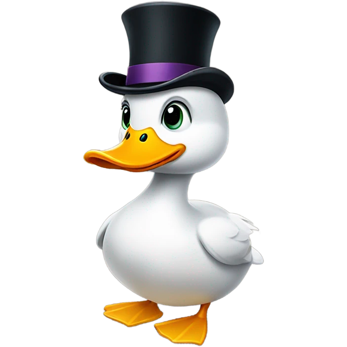 Duck with top hat emoji