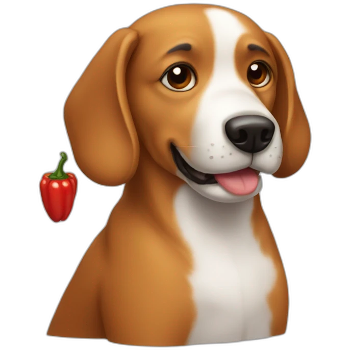 a dog with a chili emoji