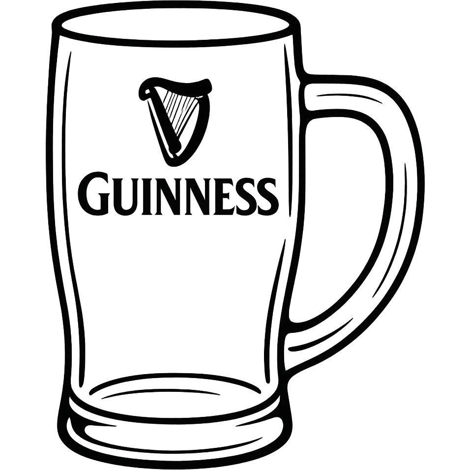an empty Guinness tankard, stylized illustration, no beer, transparent background emoji