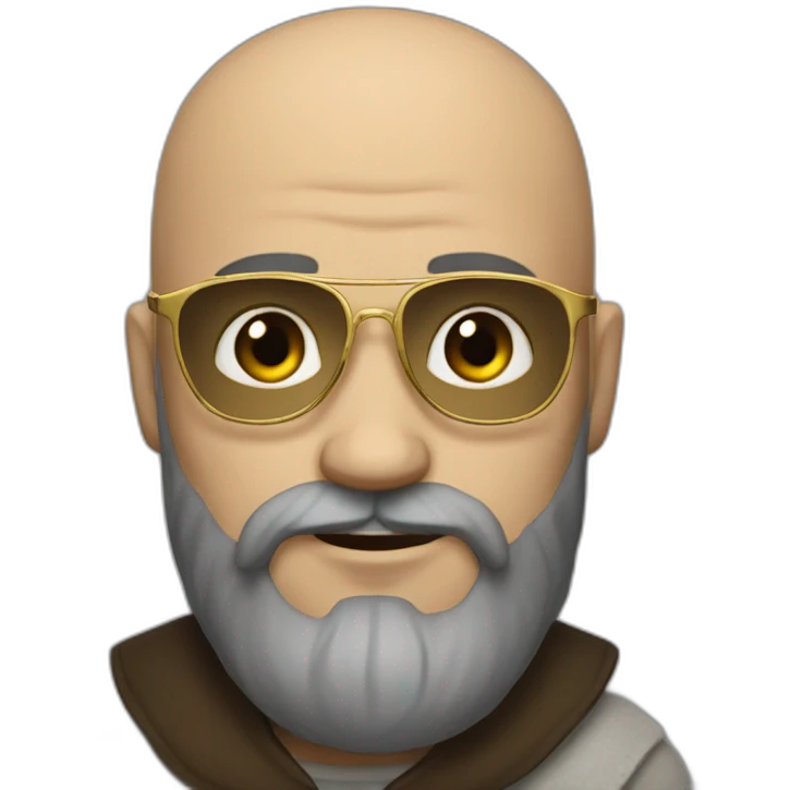 dark-haired man with bald viking beard and gold glasses emoji