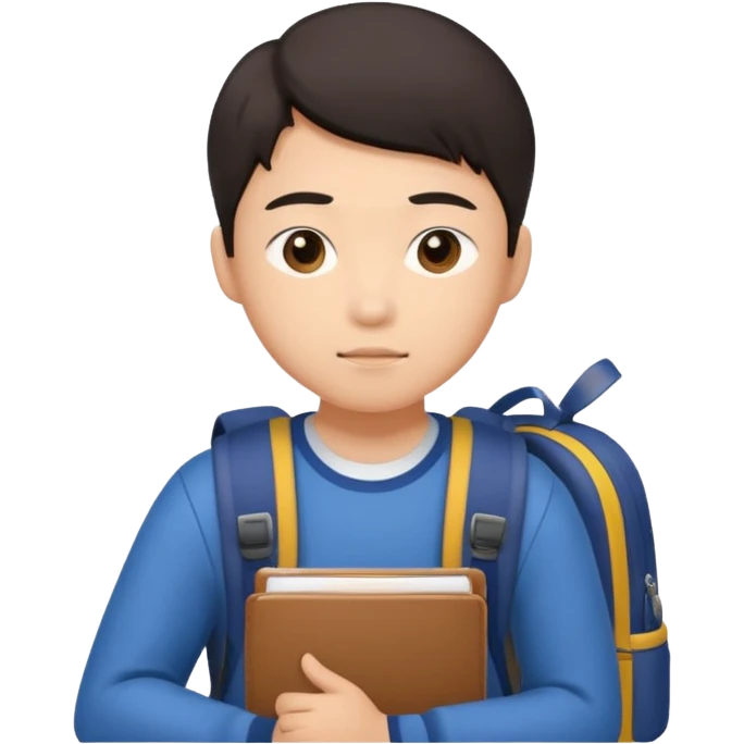 The asian student submits his work to the teacher emoji