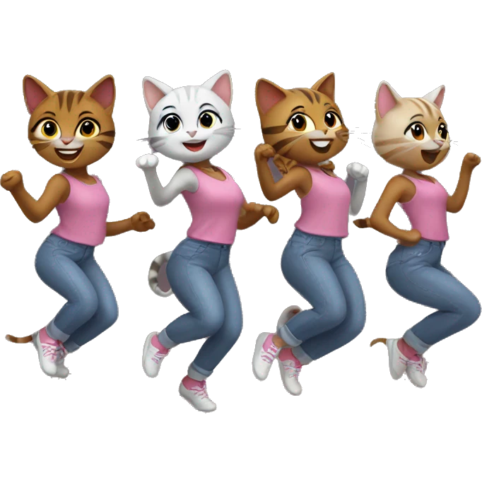 5 girls cats dancing emoji